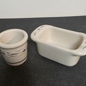 Longaberger Woven Traditions Classic Blue sweetener and toothouck holder